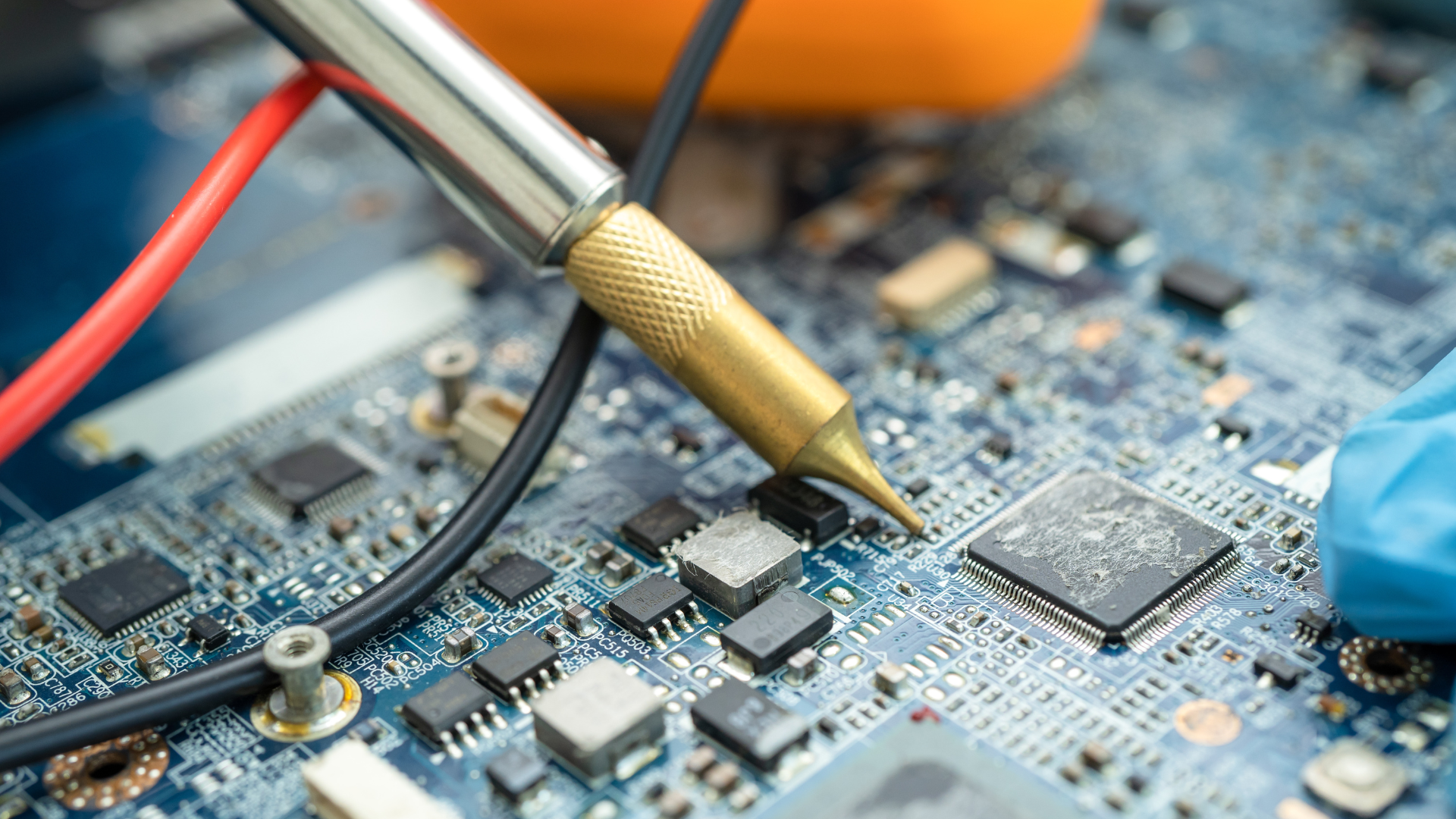 Precision soldering on an avionics circuit board