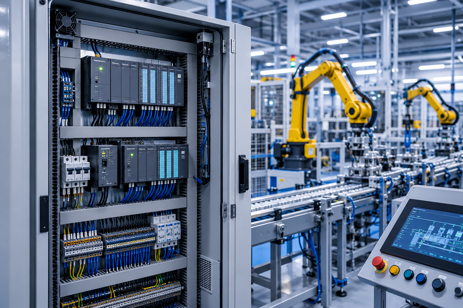 Industrial PLC and automation control panel