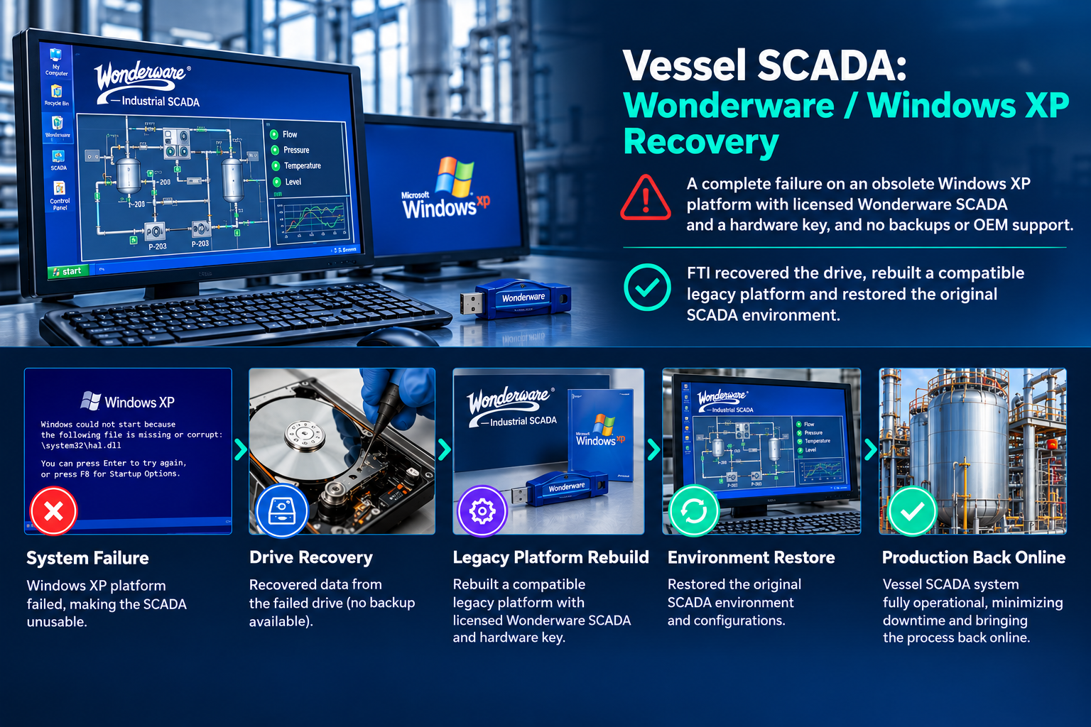 Vessel SCADA: Wonderware / Windows XP Recovery