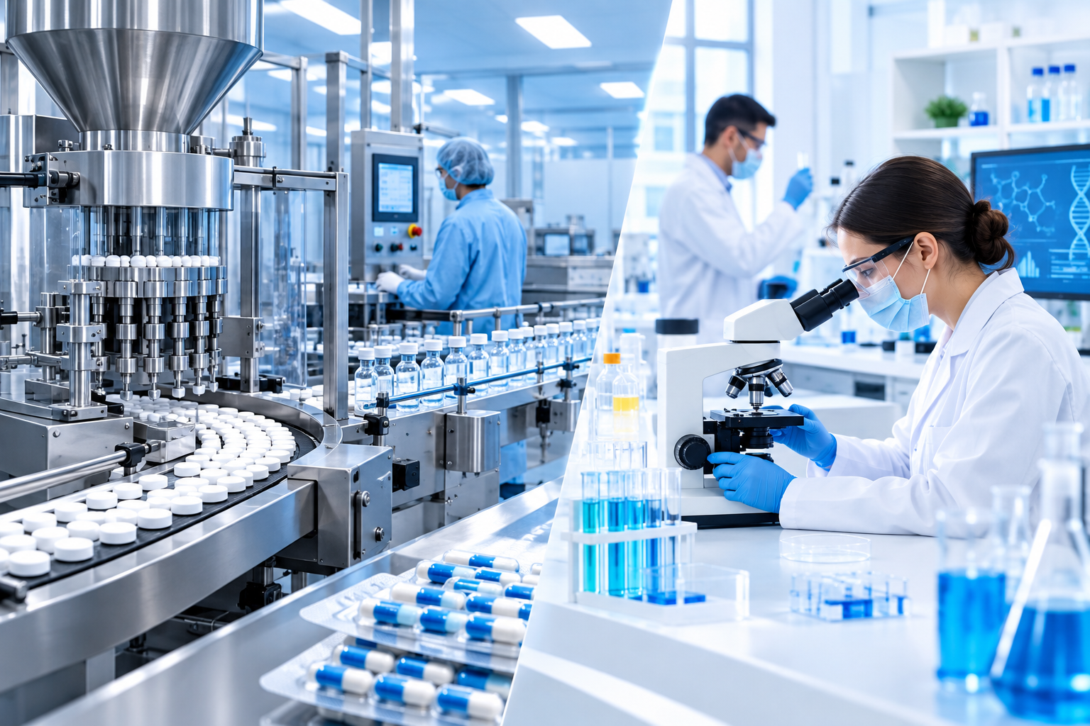 Pharmaceutical tablet production line and laboratory