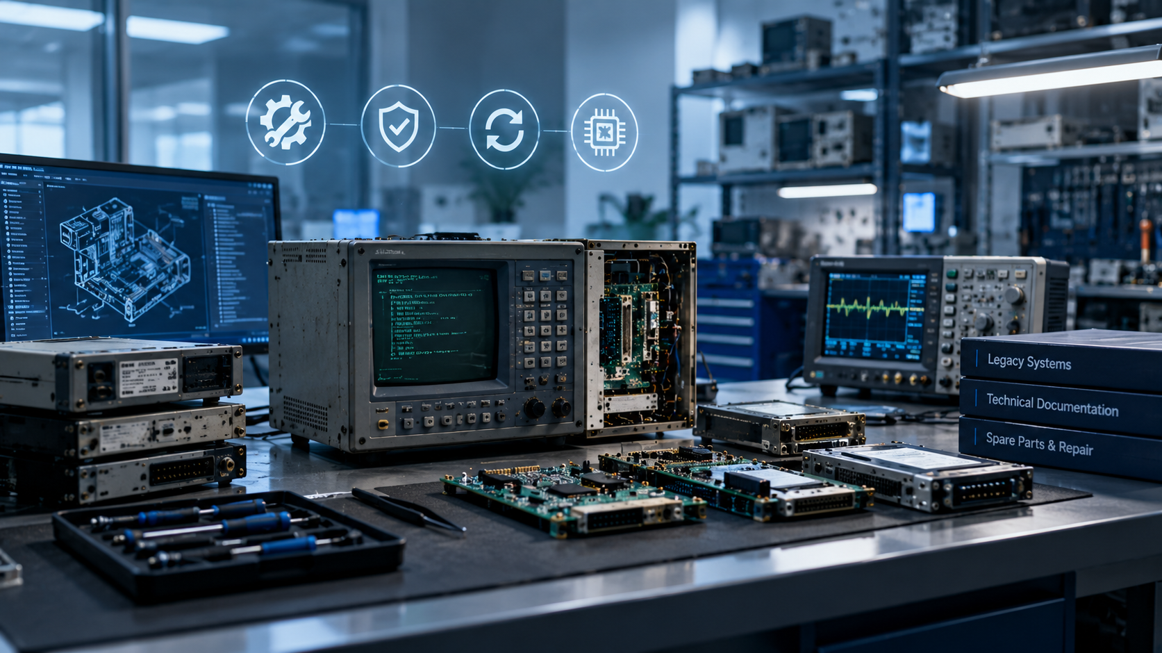 Obsolete industrial equipment support